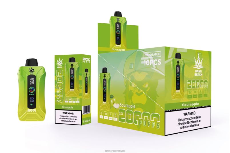 Borong Vape - Bang Beach 20000 sedutan vape skrin pintar epal masam ZT8281