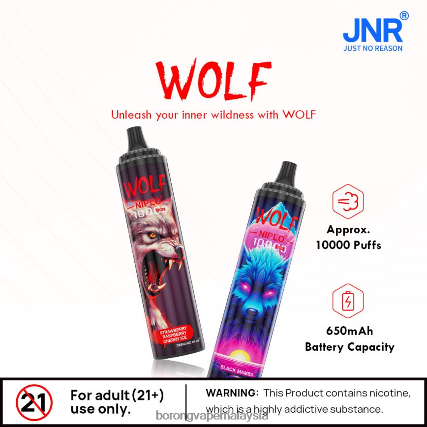 Borong Vape - tembikai raspberi 88BL20101 JNR WOLF NIPLO