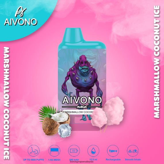 Borong Vape Malaysia - Aivono AIM MAGIC 5800 rokok kotak mulut ais kelapa marshmallow TZ062V95