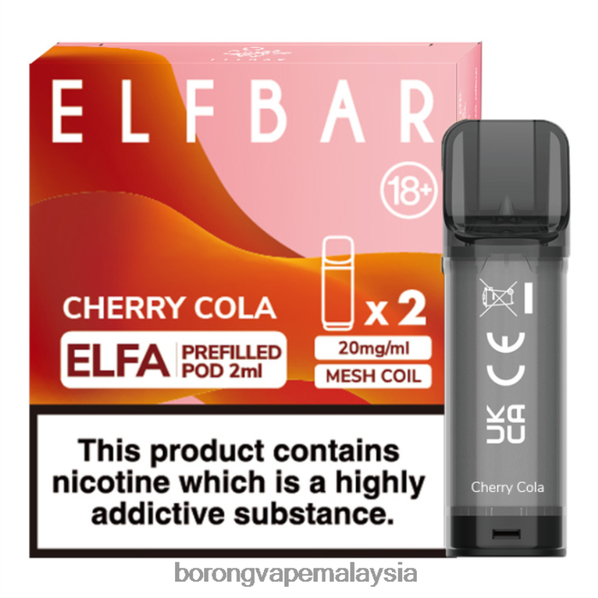 Borong Vape Murah - cola ceri 88BL20322 ELFBAR Elfa pod pra-isi - 2ml - 20mg (2 pek)