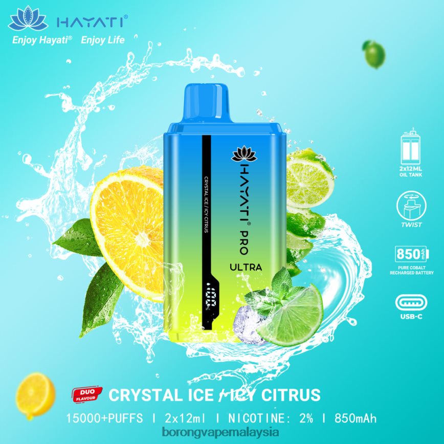 Harga Borong Vape - ais kristal/sitrus berais 88BL20223 Hayati Pro Ultra