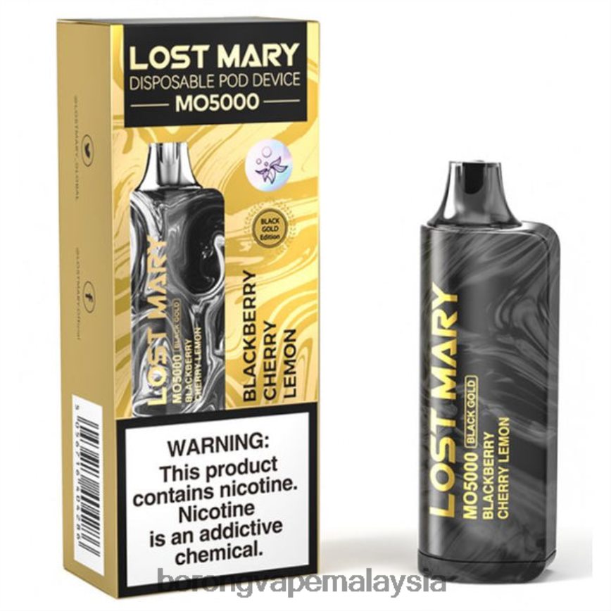 Harga Borong Vape - blackberry cherry lemon 88BL20343 LOST MARY MO5000 emas hitam 10ml