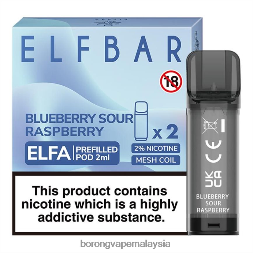 Harga Borong Vape - raspberi masam blueberry 88BL20323 ELFBAR Elfa pod pra-isi - 2ml - 20mg (2 pek)