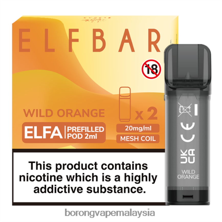 Rokok Elektrik Malaysia - oren liar 88BL20340 ELFBAR Elfa pod pra-isi - 2ml - 20mg (2 pek)