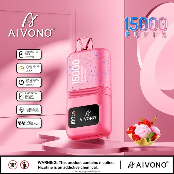 Rokok Elektronik Dan Vape - Aivono AIM magic 15000 aiskrim strawberi TZ062V66