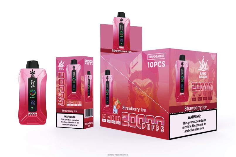 Rokok Elektronik Dan Vape - Bang Beach 20000 sedutan vape skrin pintar ais strawberi ZT8286