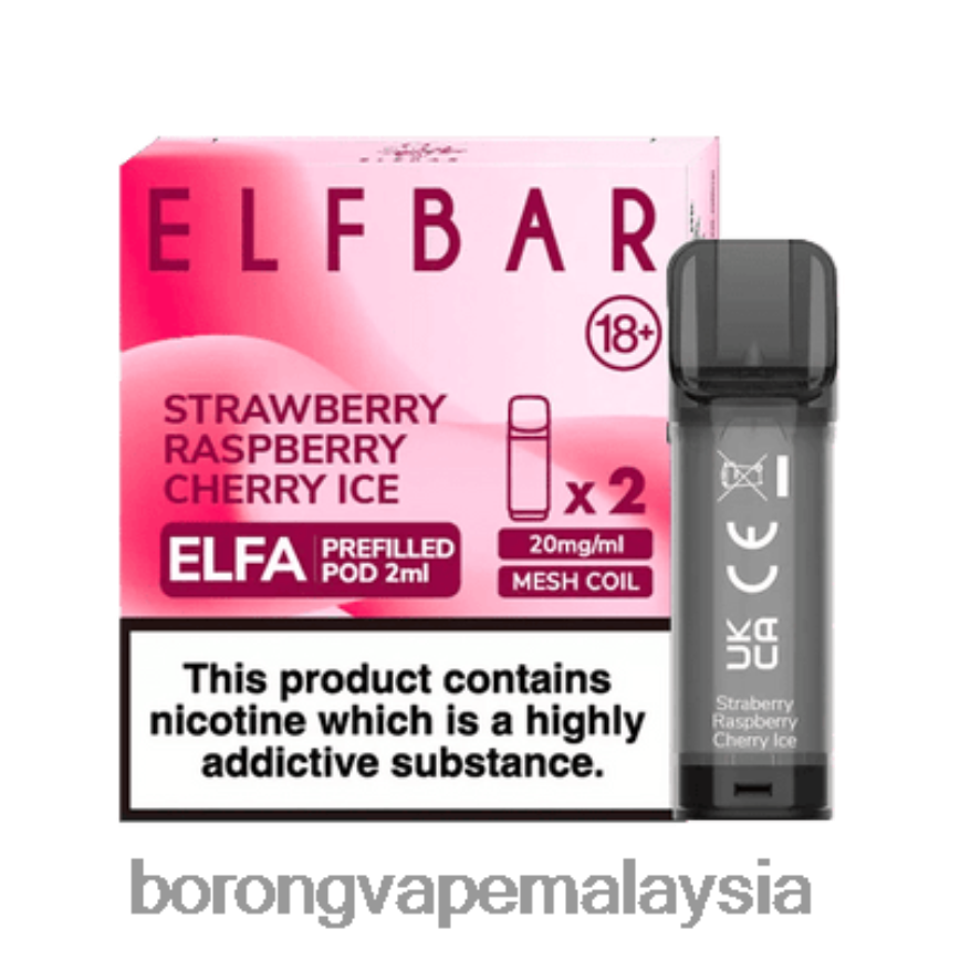 Rokok Elektronik Dan Vape - ais ceri raspberi strawberi 88BL20336 ELFBAR Elfa pod pra-isi - 2ml - 20mg (2 pek)