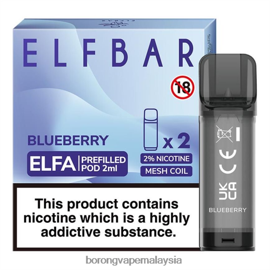 Rokok Elektronik Dan Vape - beri biru 88BL20316 ELFBAR Elfa pod pra-isi - 2ml - 20mg (2 pek)