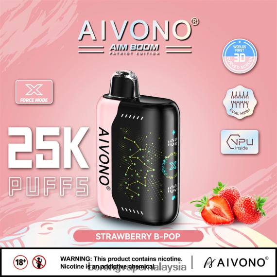 Rokok Elektronik Terbaru - Aivono AIM BOOM 25000 b-pop strawberi TZ062V352