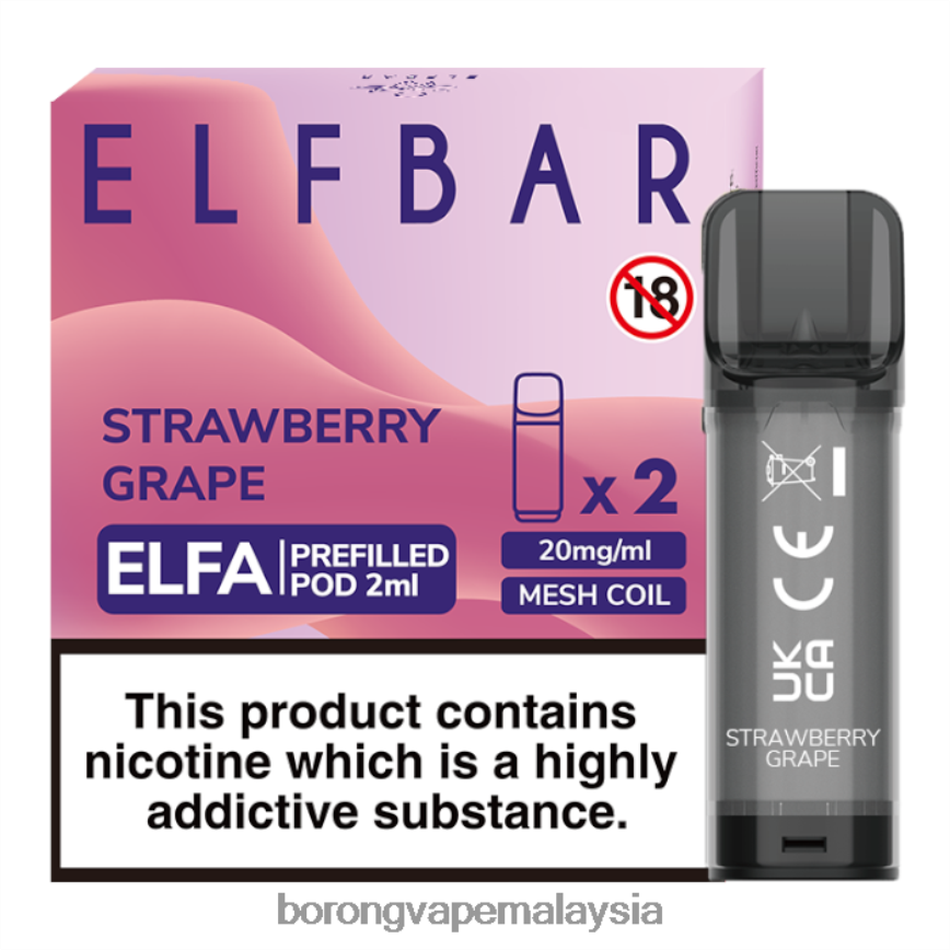 Rokok Elektronik Terbaru - anggur strawberi 88BL20337 ELFBAR Elfa pod pra-isi - 2ml - 20mg (2 pek)