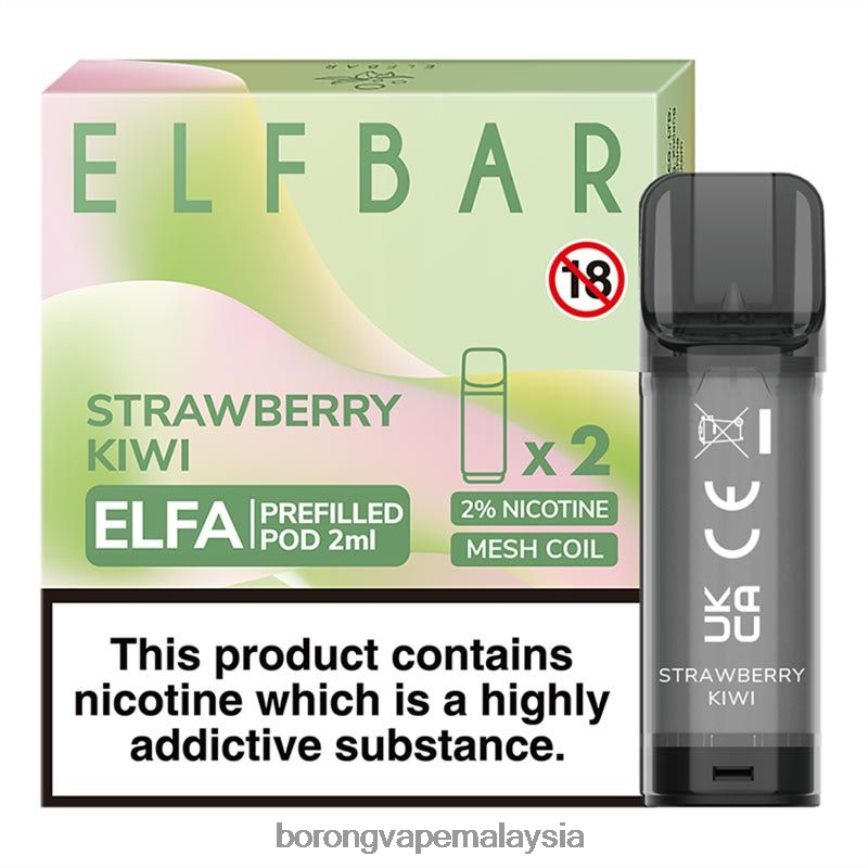 Rokok Elektronik Terbaru - kiwi strawberi 88BL20317 ELFBAR Elfa pod pra-isi - 2ml - 20mg (2 pek)