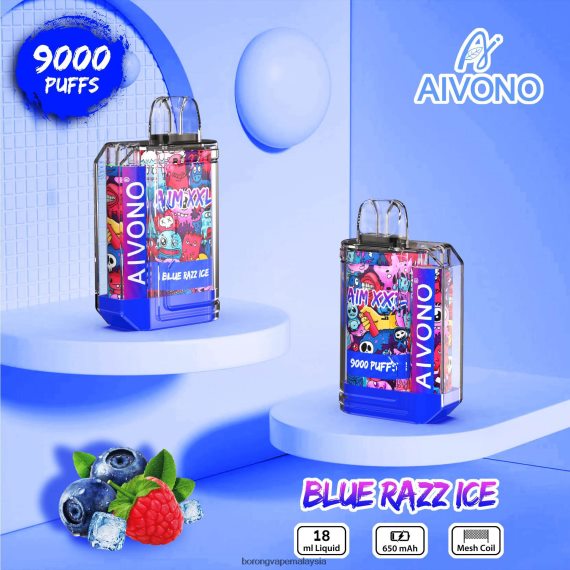 Rokok Elektronik Vape - Aivono AIM XXL 9000 pelekat mulut lutsinar ais razz biru TZ062V54