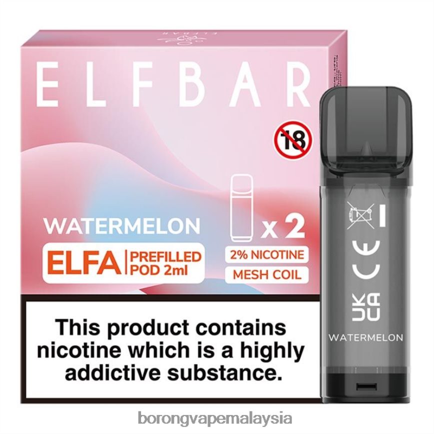 Rokok Elektronik Vape - buah tembikai 88BL20318 ELFBAR Elfa pod pra-isi - 2ml - 20mg (2 pek)