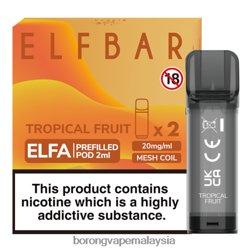 Rokok Elektronik Vape - buah tropika 88BL20328 ELFBAR Elfa pod pra-isi - 2ml - 20mg (2 pek)