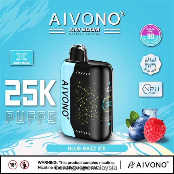 Vape Pakai Buang - Aivono AIM BOOM 25000 ais razz biru TZ062V345