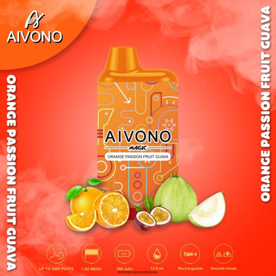 Vape Pakai Buang - Aivono AIM MAGIC 5800 rokok kotak mulut jambu biji markisa oren TZ062V90