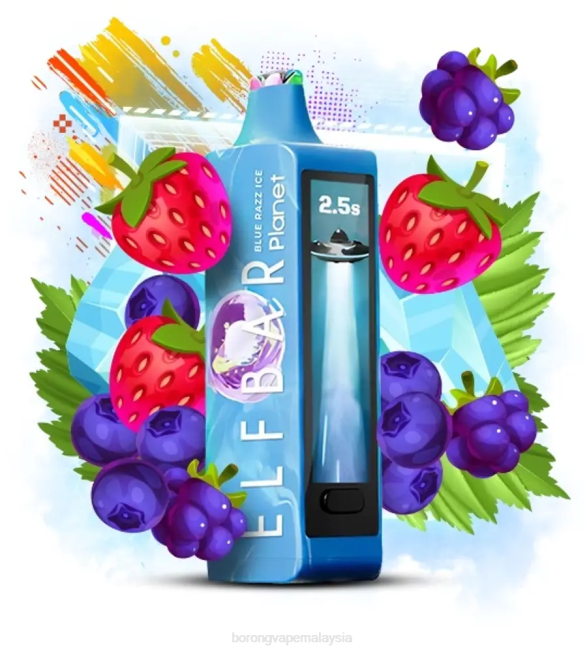 Vape Pakai Buang - ais razz biru Elf Bar Planet 25000 8VFV15