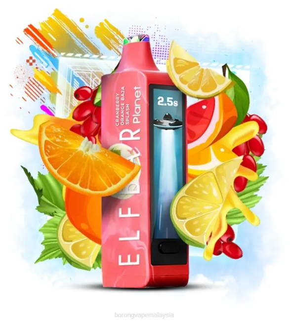 Vape Pakai Buang - percikan baja oren cranberry Elf Bar Planet 25000 8VFV30